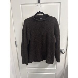 Eileen Fisher Woman Brown Merino Wool Blend Mock Neck Ribbed Sweater 1X Italian
